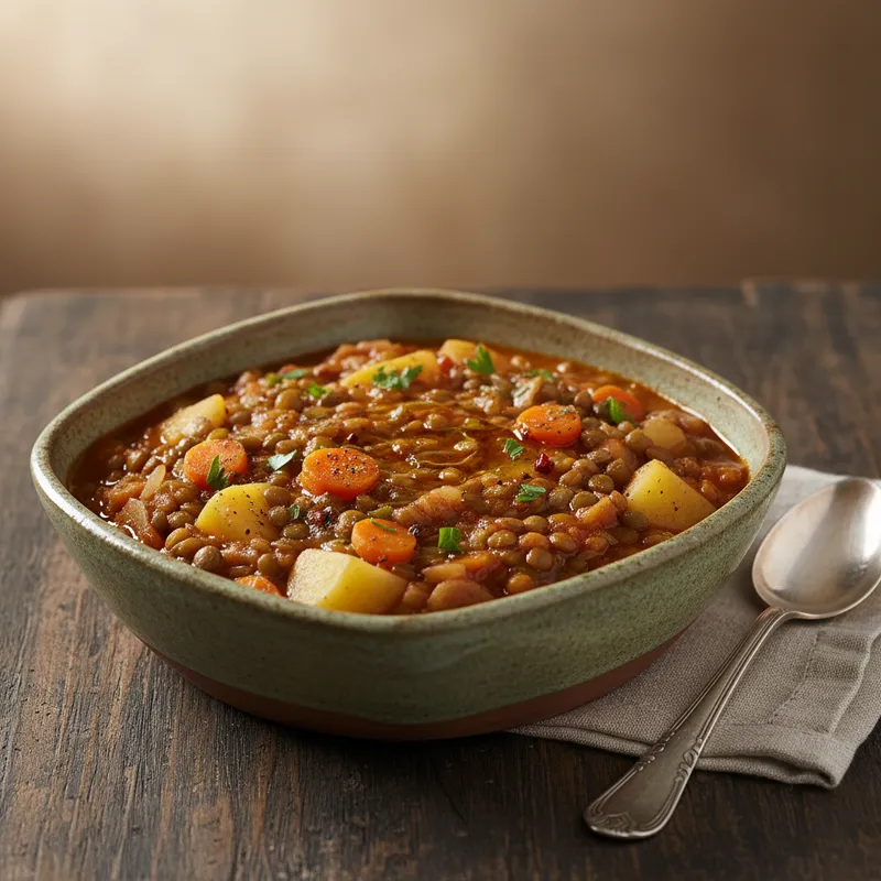 Patatesli Yeşil Mercimek Yemeği tarifi görseli - 2 kişilik, 57 TL maliyet