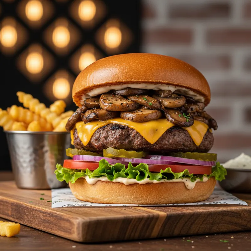 Ev Yapımı Mantarlı Burger tarifi görseli - 2 kişilik, 439 TL maliyet